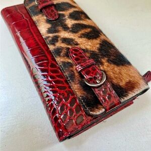Bosca Red and Brown Wallet Exotic Design